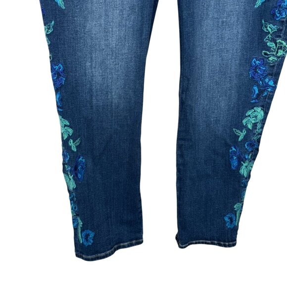 Chico's Blue Floral Embroidered Cropped Jeans - Picture 6 of 6